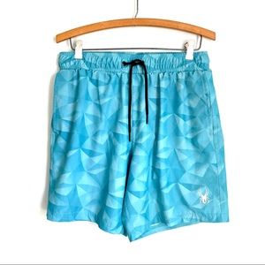 Spyder Swim UV Protection Swim Trunks Men’s Small Aqua Blue Geometric